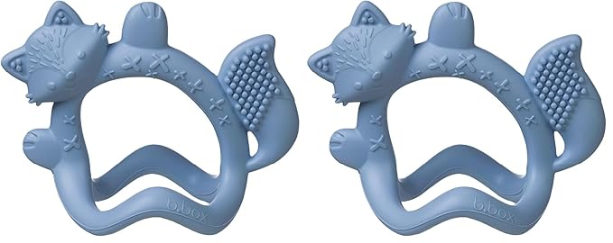 b.Box + Lansinoh Wrist Baby Teether 3m+ | Food-Grade Silicone Teething Toy for Infants | Bracelet-Design for Fewer Drops, Encourages Sensory Exploration, BPA-Free, Dishwasher Safe | Lullaby Blue