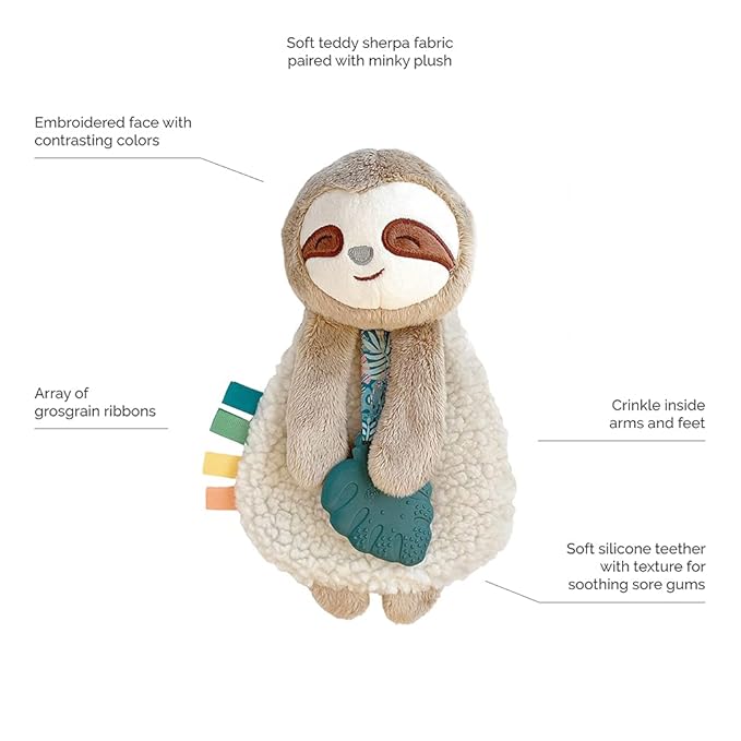 Itzy Ritzy - Itzy Lovey Including Teether, Textured Ribbons & Dangle Arms; Features Crinkle Sound & Linking Ring Set; Set of 8 Braided, Rainbow-Colored Versatile Linking Rings