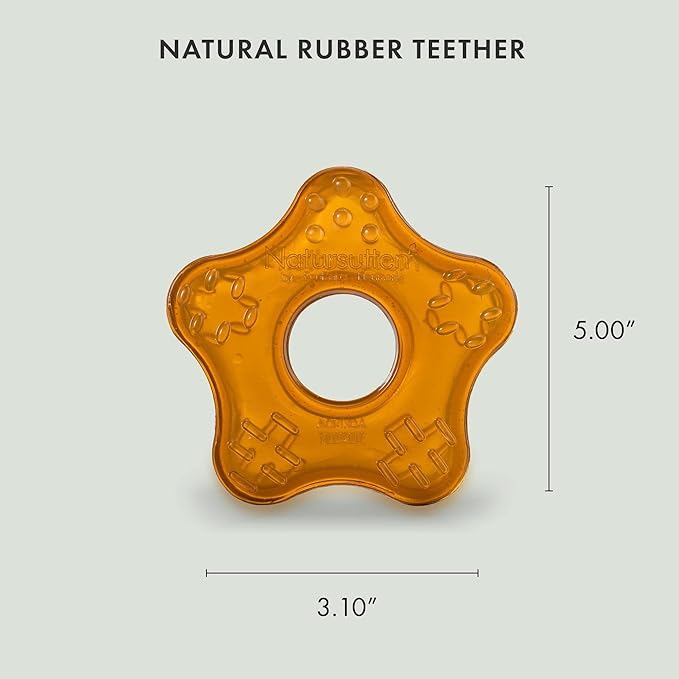 Natursutten Teether - Natural Rubber Teething Toys for Babies 6-12 Months - PVC & 100% BPA-Free Teething Relief - Danish Design Baby Teething Toys - Made in Italy (Starfish, Pack of 1)