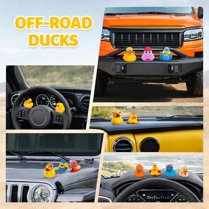 100Pcs Rubber Ducks in Bulk for Jeeps, Bath Toys Party Favors – Cute Mini Ducks with Unique Designs, Floating Toys for Kids, Pool, Car Decoration, Easter Gifts
