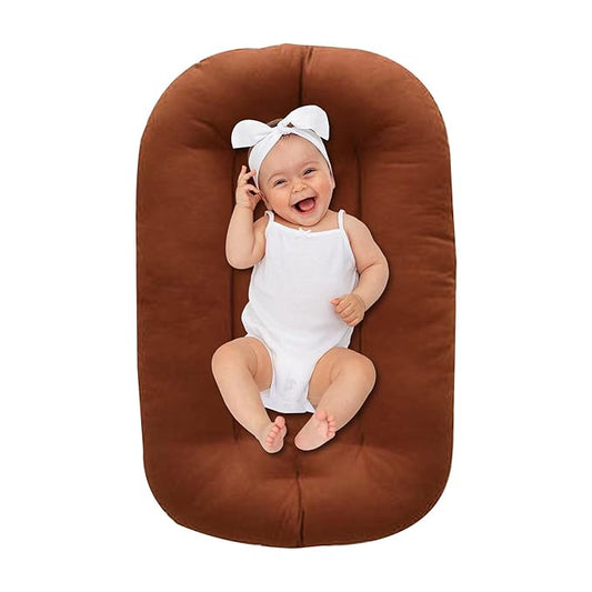 Baby Lounger for Infants Babies 0-15 Months, Bionic Organic Lounger for Baby, Soft Cotton Breathable Infant Floor Seats & Loungers for Newborn Baby Shower Gifts (Brown Baby Nest)