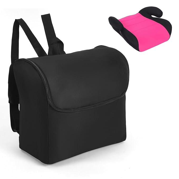 Dansydaisy Padded Backless Booster Car Seat Travel Bag for Airplane Durable Car Seat Bag Cover for Waterproof Foldable Stroller Carrier Backpack with Padded Shoulder Straps