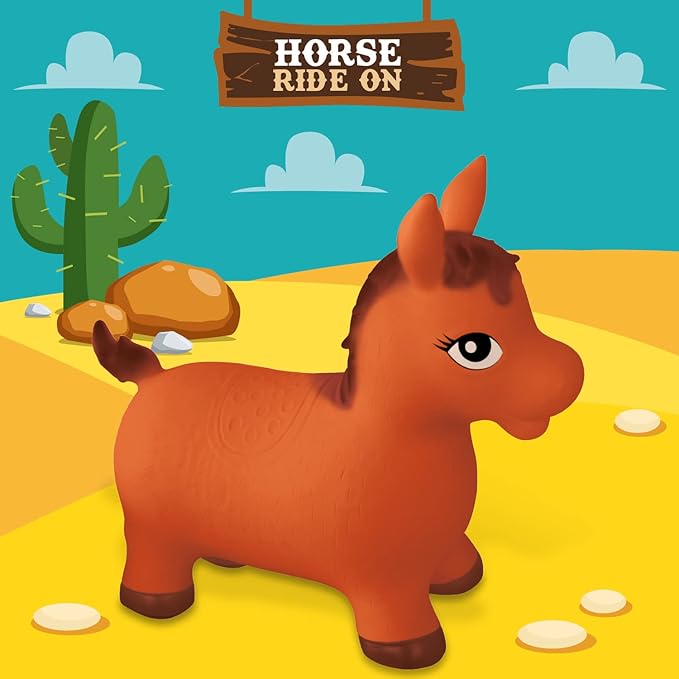 Mondo -9689 World Toys-Horse Ride-On for Kids-Horse Inflatable Riding Horse-Jumping Animal-High Quality-09689, Brown Color, 9689