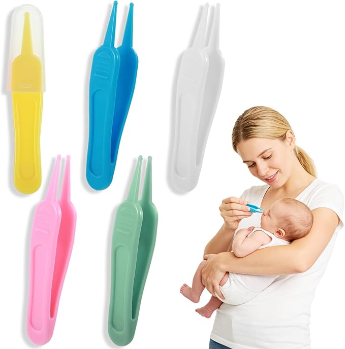 5 Pcs Nose Cleaning Tweezers, 5 Colors Baby Booger Picker with Round Head Comfortable Effective Booger Remover Tool Ear Noses Navel Cleaner Clip for Baby's Care