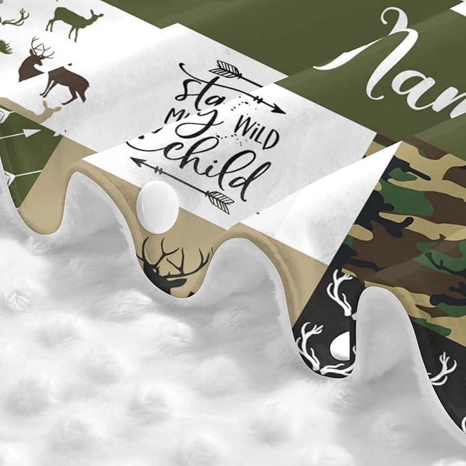 Personalized Deer Bear Baby Car Seat Canopy for Babies with Name, Custom Woodland Army Green Car Seat Covers for Boys, Opening Minky Nursing Breastfeeding Cover Infant Carseat Canopies for Newborn