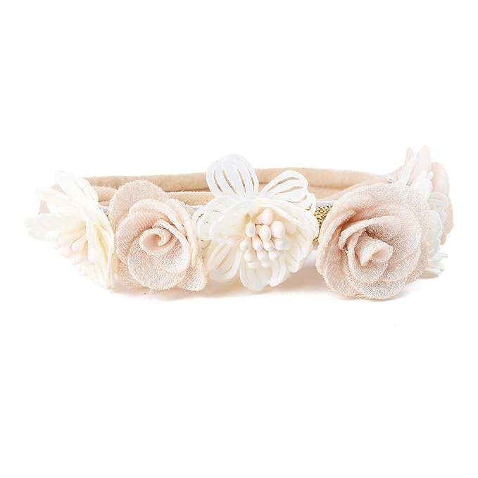 OOSAKU Baby Girl Flower Headbands Set Elastic Floral Headbands 6pcs Soft Nylon Hair Band for Newborn Toddler Hair Accessories