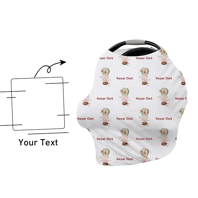 Personalised Infant Car Seat for New Parents - Baby Carseat Cover, Breast Feeding Cover, Pink Rabbit Print Multi-Function pad for Boys Girls Toddlers - Christmas Gifts for Parent Babies(27"x29")