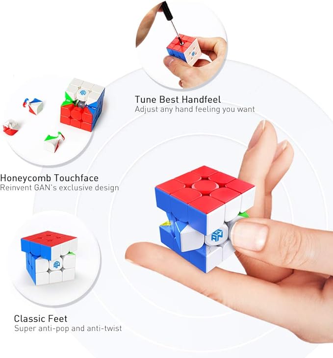 GAN 330 Keychain Cube, 3x3 Mini Key Ring, 3by3 Small Sitckerless Speed Cube, Standard Version, 1.2 Inch