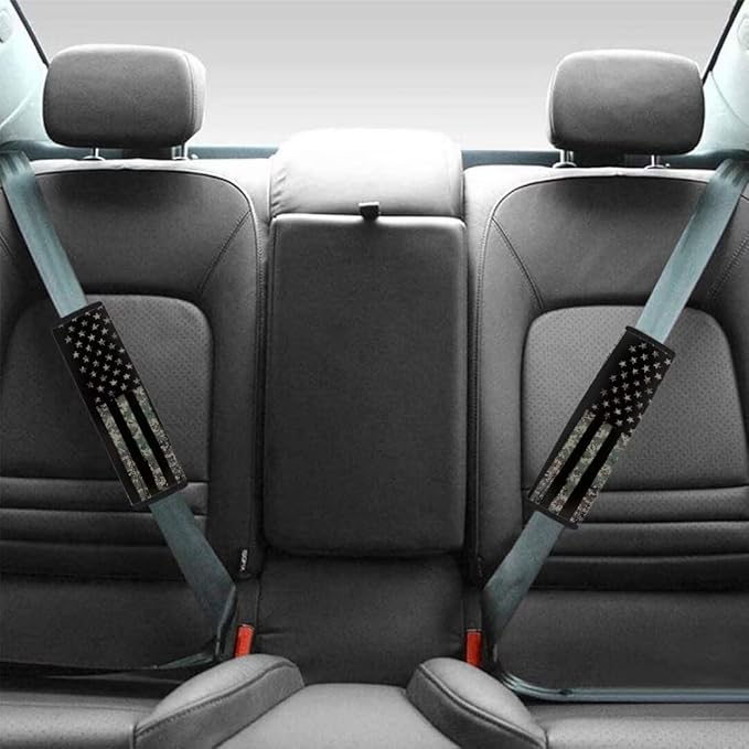 Car Seat Belt Cover Pad, American Flag Comfortable Shoulder Seatbelt Pads Cushions 2-Piece