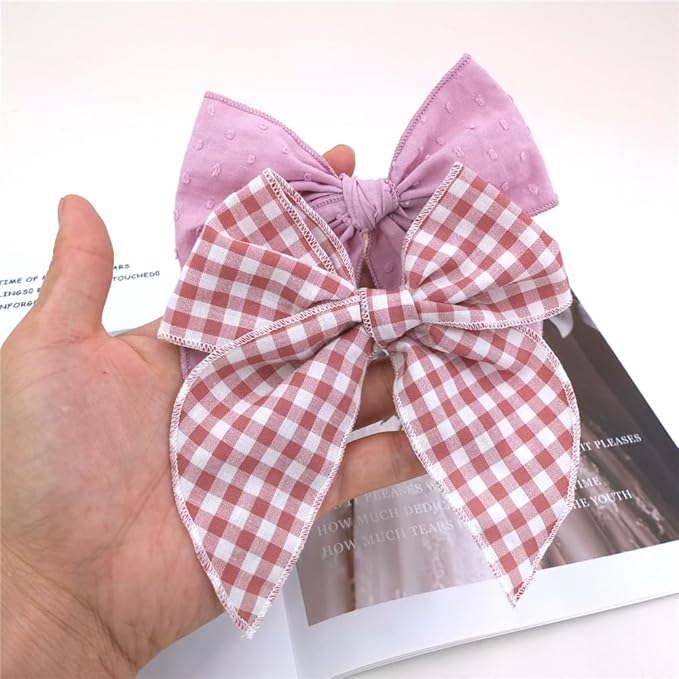 Pack of 4 Gorgeous Fable Bow Hair Clips for Girls Women Linen Hair Bow Alligator Clips Toddler Baby Mom Young Girl Hair Accessories (Blush/Mauve)