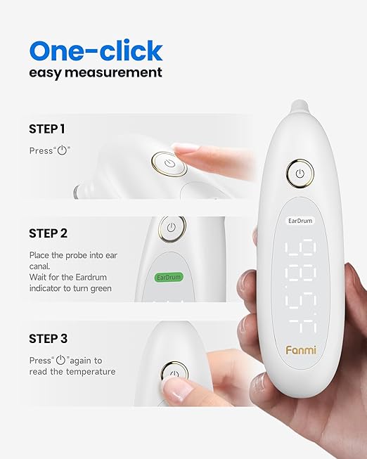 Ear Thermometer for Kids and Adults, Thermometer for Baby with Real-Time Dynamic Tympanic-Sensing Probe, 1-Button 1-Second Result Large LED Display for Easy Use & Reading