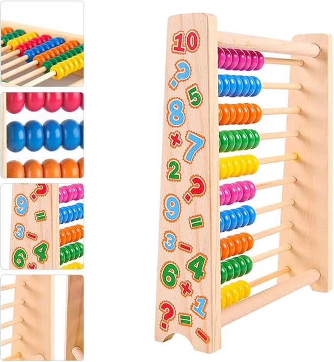 Tvoip Wooden Abacus for Kids Math with 100 Beads and 100 Counting Sticks Educational Math Games Preschool Learning Toys Learning Number Abacus for Toddler, Mathematics Toy Beads Game
