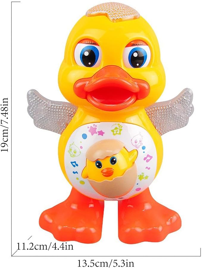Duck Toy for, Dancing Yellow Duck, Battery-Operated Cartoon Animal with LED Light, for Early Crawling Practice Stroller Floor Exploration Playtime Home Car Seat