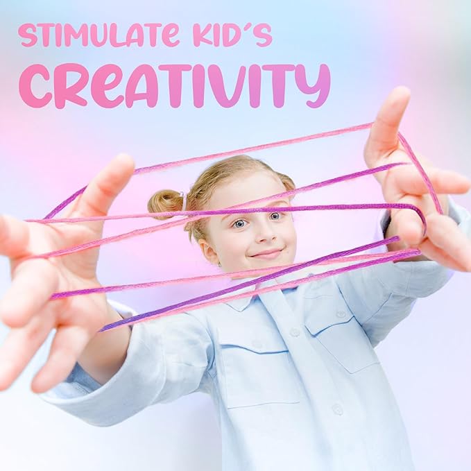Cikyner Cat’s Cradle String, 8 Pcs Finger String Game 2m Long 2mm Diameter Cats Cradle with Instructions Polyester Purple String Toy Supplies Ideal for Gifts for Girls and Boys on Birthday Easter