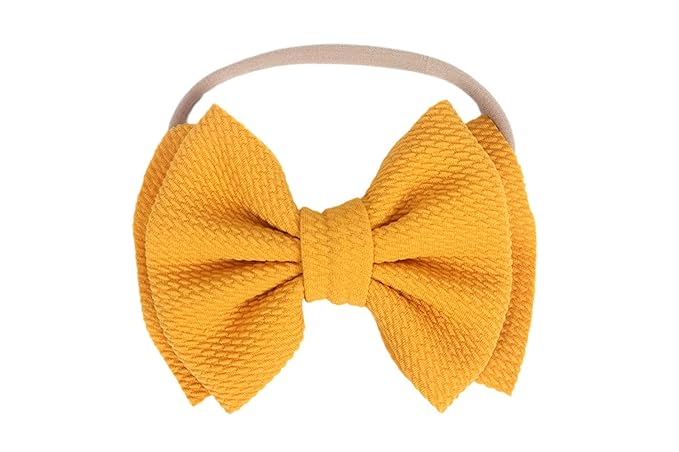 Baby Girl's 5 Inches Soft Double Bow-knot Nylon Headband Toddler Headdress for Photography Party Festivals (Ginger)