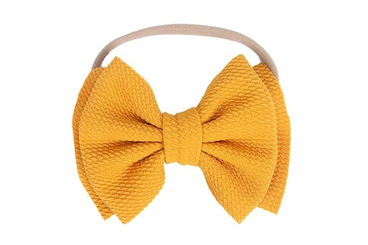 Baby Girl's 5 Inches Soft Double Bow-knot Nylon Headband Toddler Headdress for Photography Party Festivals (Ginger)