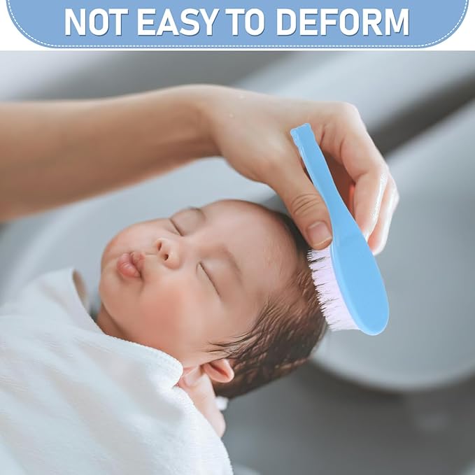 SAFIGLE Baby Hair Brush Set：Soft Bristles Baby Brush and Comb Kit for Newborns Toddlers Boys Girls - Gentle Grooming Essentials Ideal for Cradle Cap, Perfect Infant Registry Gift（4 Colors）