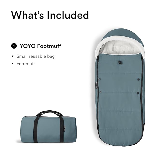 Stokke YOYO Footmuff, Aqua - Sherpa Lining & Fleece Hood with Drawstring to Keep Baby Warm - Includes Carrying Bag - Machine Washable