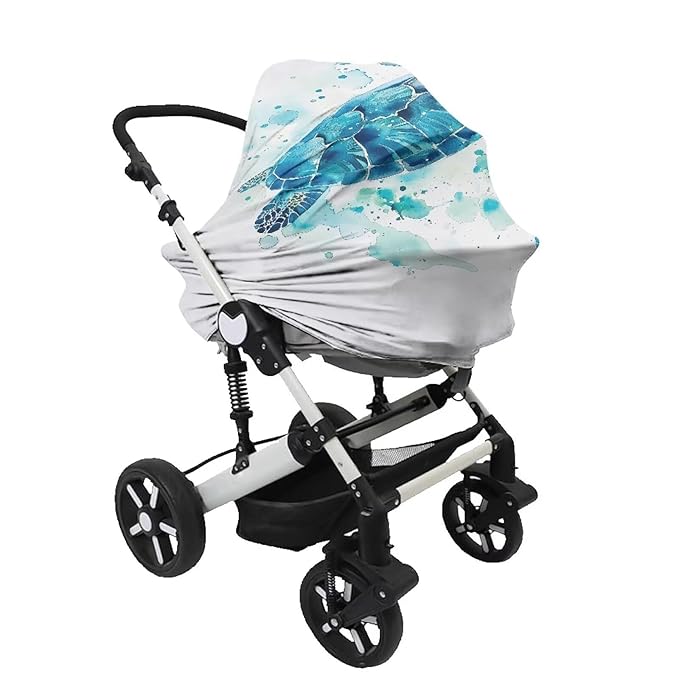Sea Turtle Baby Nursing Cover & Nursing Poncho Multi Use Cover for Baby Car Seat Canopy,Shopping Cart Stroller Cover,Full Privacy Breastfeeding Coverage, Baby Shower Gifts for Boy&Girl