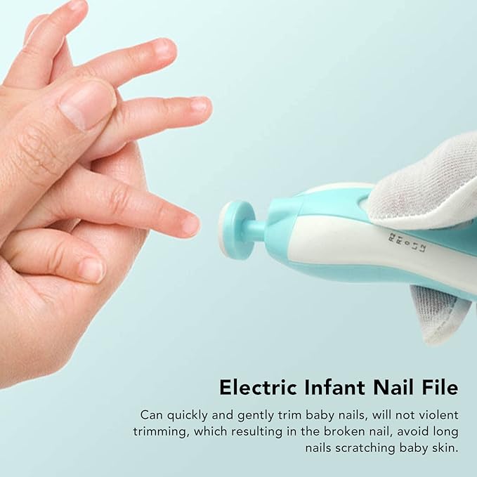 6 in 1Baby Nail Trimmer Electric, Electric Baby Nail Trimmer Baby Nail File Infant Nail Clippers with 1 Infant Nail Trimmer 8 Trimmer Head for Newborn Infant Toddler or Adult