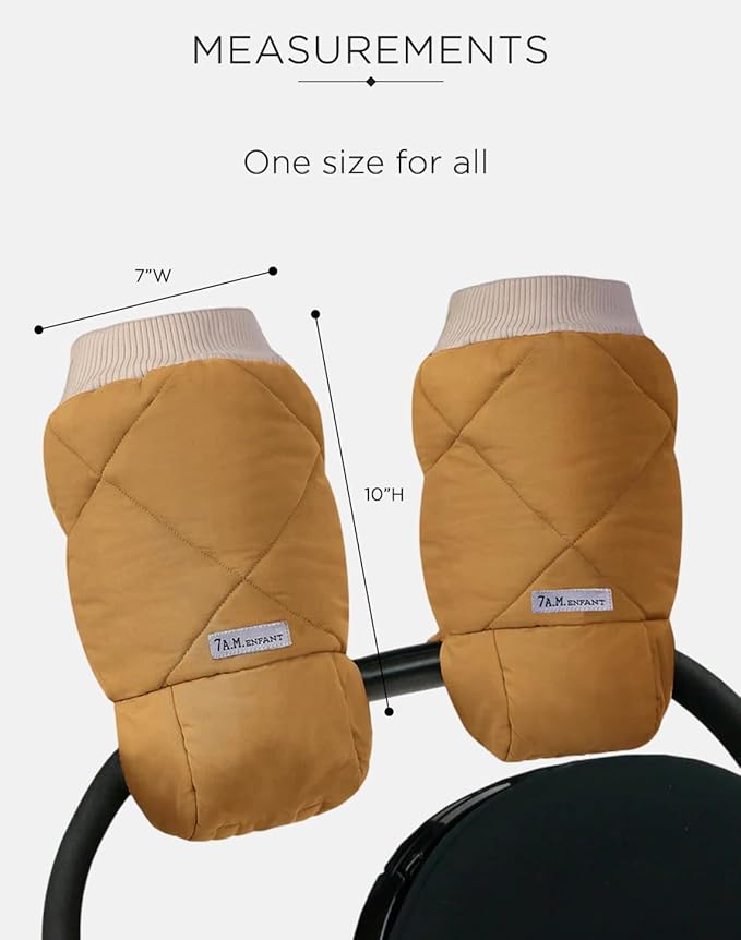 7AM Enfant Stroller Warmmuffs Gloves - Anti-Freeze Stroller Mittens for Handlebars, Water Repellent Hand Warmer Muff for Cold Weather, Plush Lined Stroller Warmmuffs | Winter Stroller Accessories