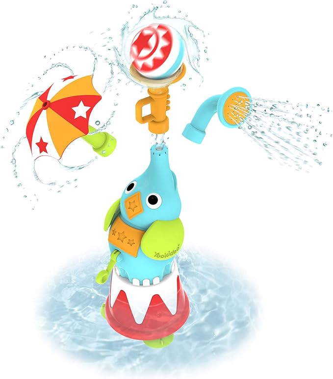 Yookidoo Baby Bath Elephant Sprayer Toy Set -EleFountain Sprinkler Water Show - Features 3 Spouts w/ Different Spray Patterns -Fun STEM Based Toy for Bath Time - Great for Boys & Girls Ages 18 Months+
