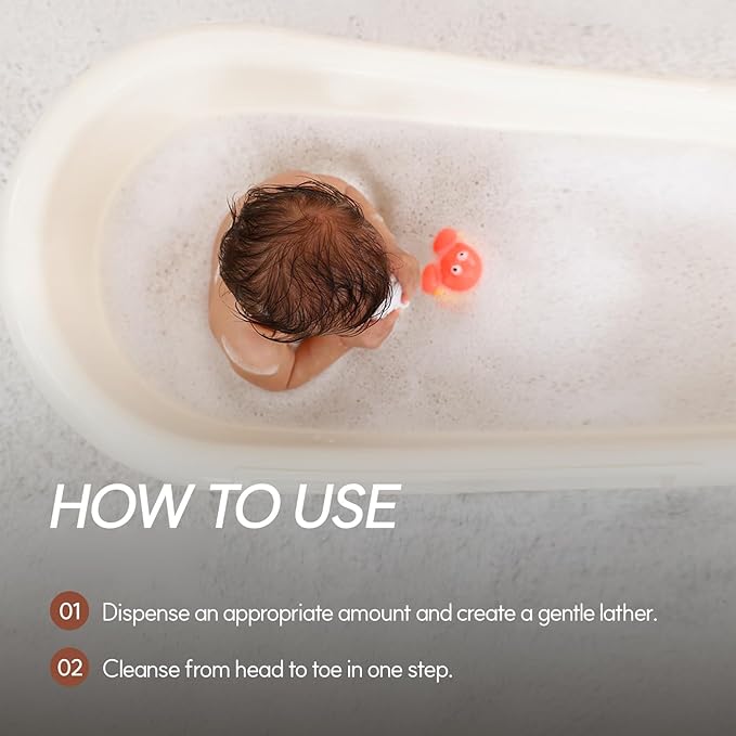TAGA ATO Baby Bath & Shampoo 300 ml – Mild Tear-Free Cleanser for Newborn & Sensitive Baby Skin - Ceramide & Vitamin Rich Foam-Free Formula for Sensitive Dry Skin -Vegan Hypoallergenic