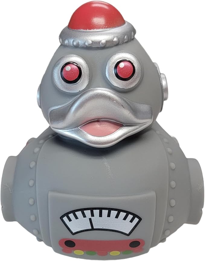 Big Rubber Ducky Collectible Mix (5.5") Alien, Robot, Dinosaur, Splat, Ninja, Confetti, Pink Heart, Yellow, Unicorn and Astronaut. Perfect for Ducking (Robot)