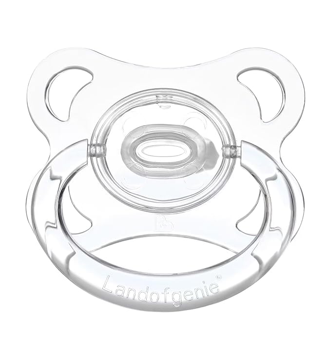 Landofgenie Large Shield Adult Size Pacifiers Set Moon Shape Transparent Design Pacifier White