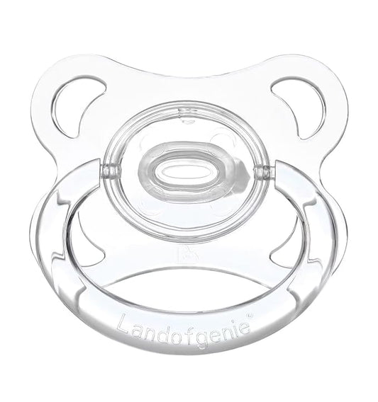 Landofgenie Large Shield Adult Size Pacifiers Set Moon Shape Transparent Design Pacifier White