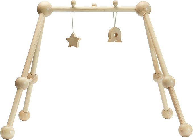 PlanToys® Wooden Baby Gym | Montessori Baby Activity Center | Eco-Friendly Infant Play Gym with Sturdy A-Frame Design | Non-Toxic Baby Play for Tummy Time & Sensory Development