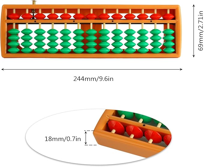 Larcele Bead Arithmetic Counting Abacus with Reset Button,13 Column SP-02 (Yellow 3)