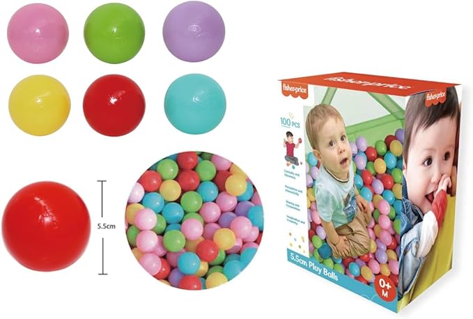 Fisher Price - Pack of 100 Multicoloured Balls - 6 Different Colours - Diameter 5.5 cm (Deqube 920D00176)