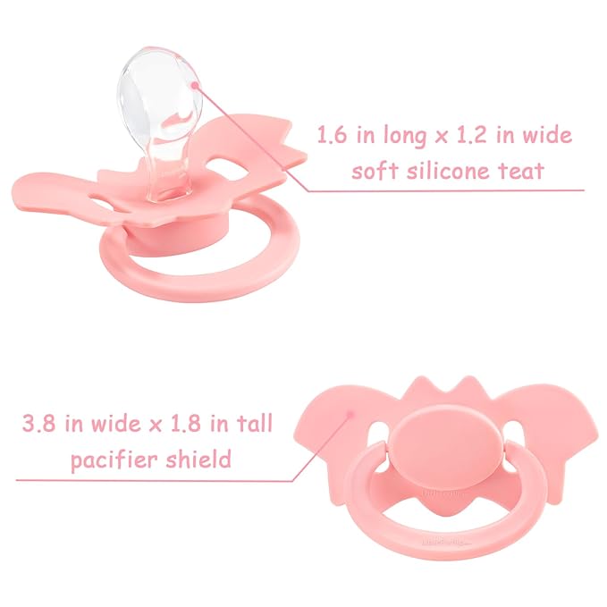 LittleForBig Bigshield Generation-II Adult Sized Pacifier - Baby Bat Pacifier Pink