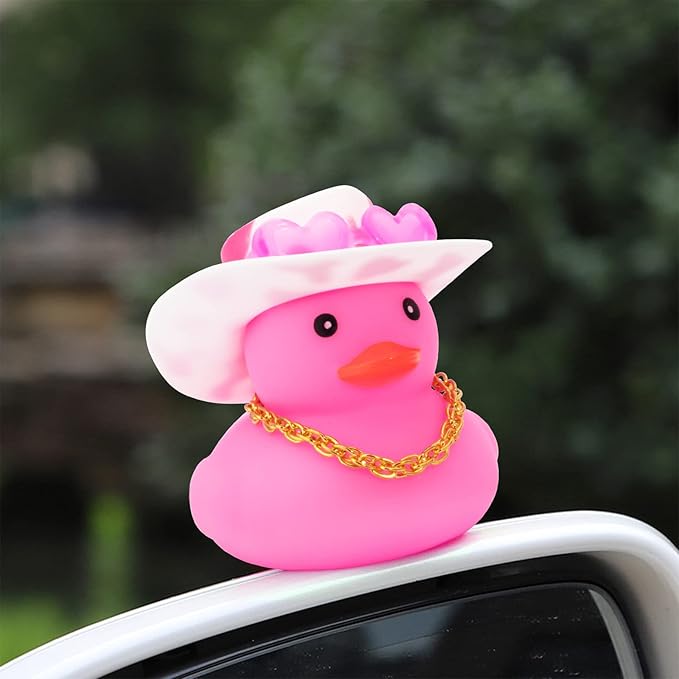 wonuu Car Accessories Rubber Ducks Dashboard Decorations Rubber Duck Pink Accessories Dashboard Duck Car Decorations Car Ducks for Dashboard Car Duck Car Dashboard Decorations, RPG#pink-pink&clear