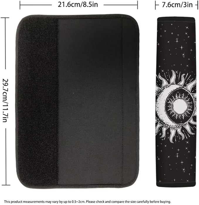 Sun Moon Print Seat Belt Cover for Women Soft Car Seat Belt Pad Cover for Adults Kids 2 Packs Universal Size