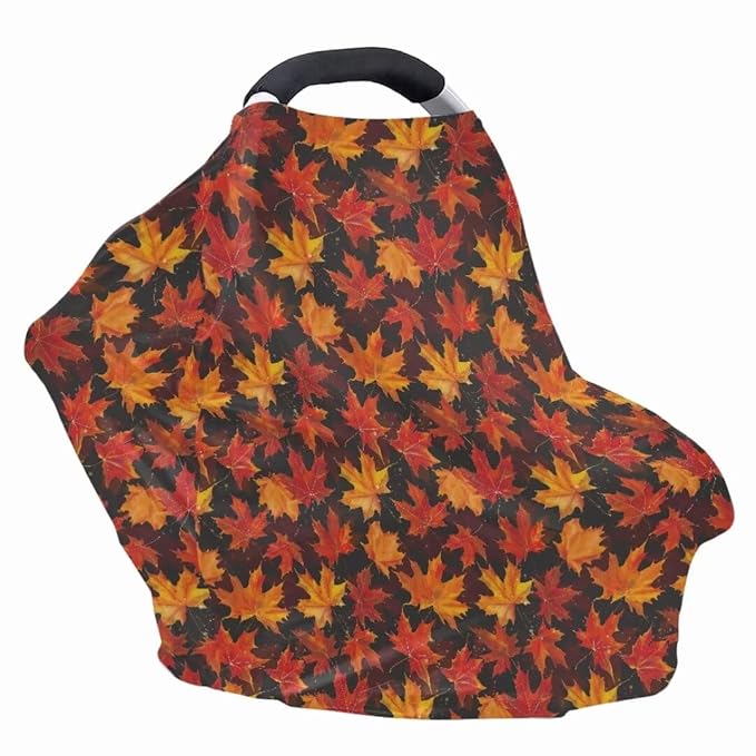 Coldinair Fall Leaves Multifunctional Nursing Cover Multi Use Cover for Baby Floral Car Seat Canopy Shopping Cart Cover,Stroller Cover