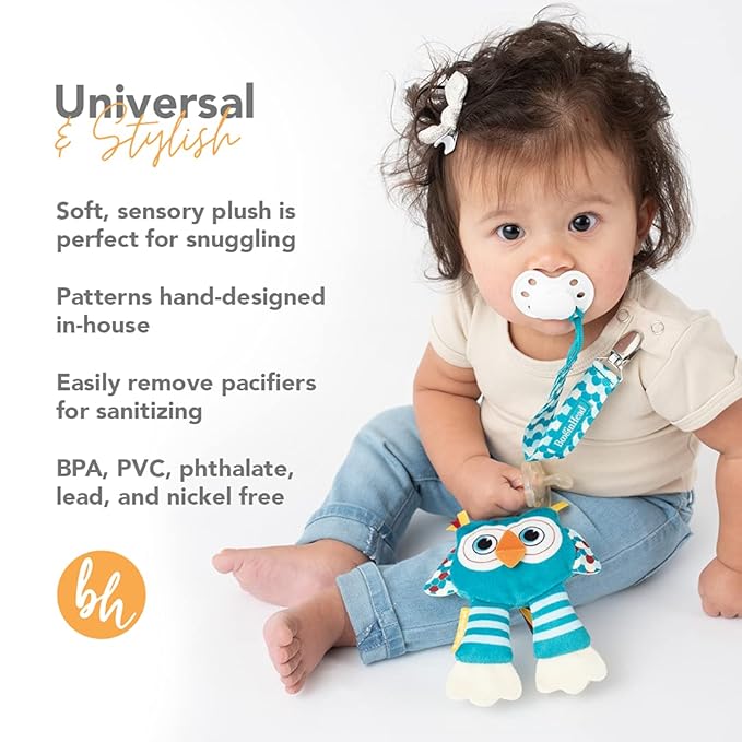 BooginHead by Infantino Pacifier Holder Stuffed Animal and Baby Pacifier Clip, Green Sloth
