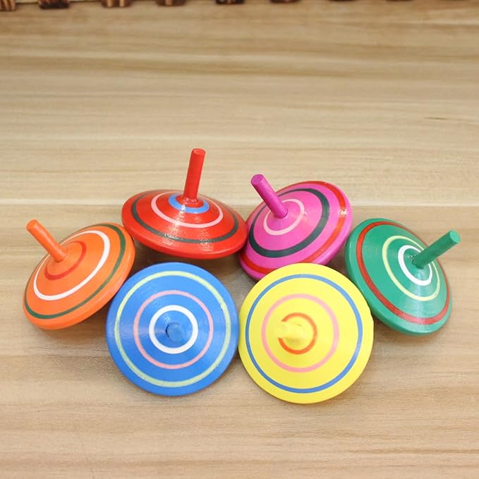 GoodPlay Gyroscope, 3 Pcs/Set Handmade Painted Wood Spinning Tops, Educational Kindergarten Toys