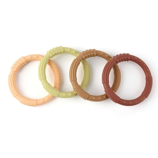 Silicone Teether Ring Toys, Soft & Textured Silicone Teether Rings for 3+ Month Babies, Baby Teething Bracelets Relief Soothing Sore Gums