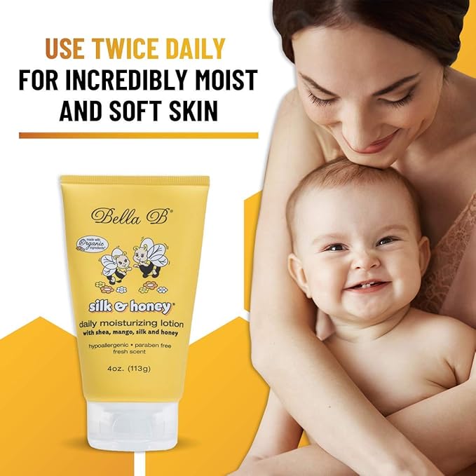 BELLA B Silk & Honey 4 oz - Baby Lotion - Baby Bella - Pregnancy Lotion - Belly Butter For Pregnancy - Pregnancy Cream - Baby Moisturizer - Baby Body Lotion - Moisturizing Lotion For Baby