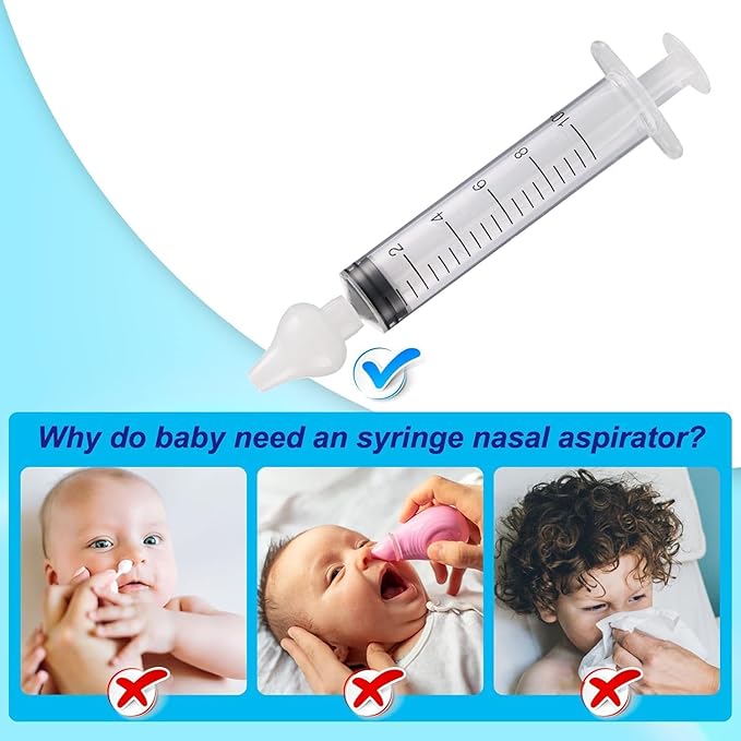 Nasal Syringe for Baby - 4PCS with Cleaning Tools - Safe Silicon Baby Nasal Aspirator Qucik Syringe Nose Cleaner Rinsing Tool for Baby/Infant/Kid (Blue, 4PCS)