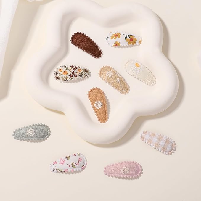 YLEN YHXX 20 PCS Mini Baby Barrettes 1.5 Inches Cute Floral Print Toddler Hair Clips Non Slip Wrapped Girls Hair Accessories