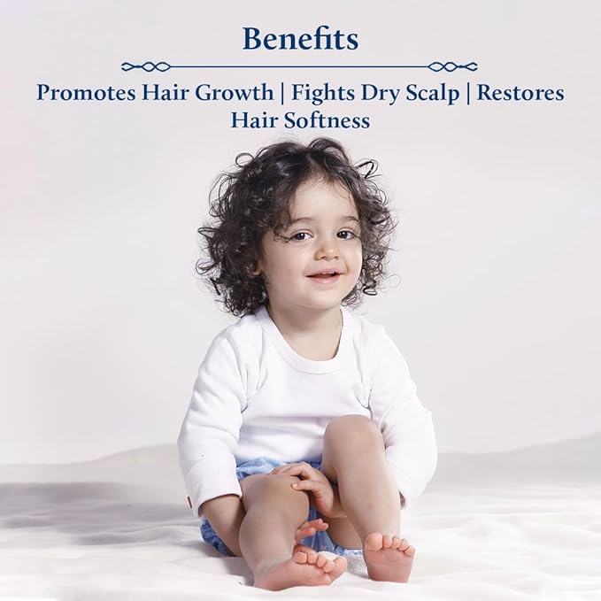 Blue Nectar Ayurvedic Baby Hair Oil with Coconut & Almond | Natural Herbal Kids Hair Oil for Soft, Gentle Scalp Care | Baby Care Essential (18 Herbs, 100 ml)