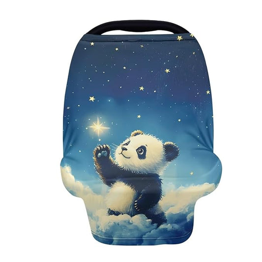 Binienty Galaxy Panda Baby Car Seat Covers,Multiuse Nursing Cover and Stroller Cover for Sun,Stretchy Soft Car Seat Canopy Carrier Cover,Newborn Essentials, Nursing Top