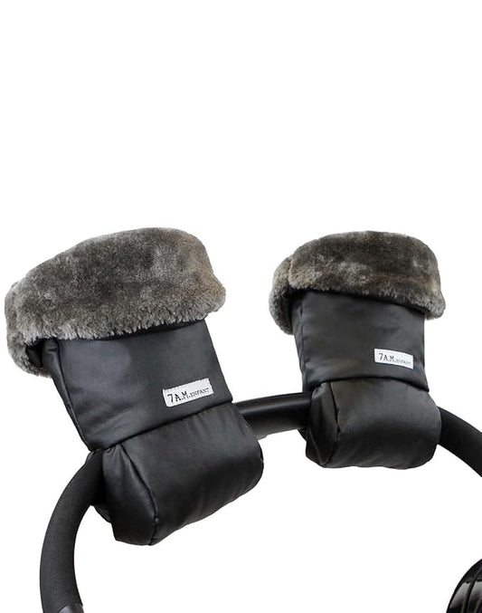 7AM Enfant Stroller Warmmuffs Gloves - Anti-Freeze Stroller Mittens for Handlebars, Water Repellent Hand Warmer Muff for Cold Weather, Plush Lined Stroller Warmmuffs | Winter Stroller Accessories