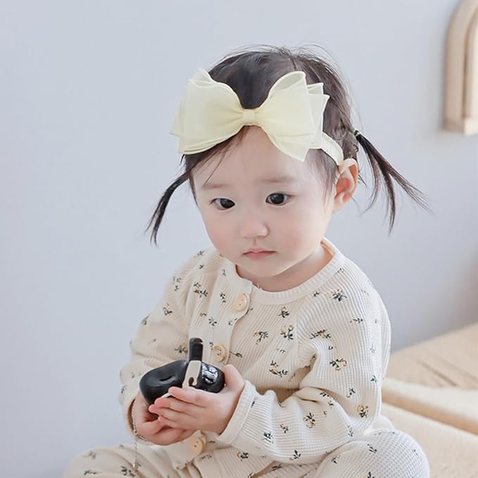 Baby Girls Cute Lace Bow Headband Soft Cotton Elastic Hair Accessories for Toddlers Newborns Ideal for Birthdays Baby Shower Photoshoots Special Occasions