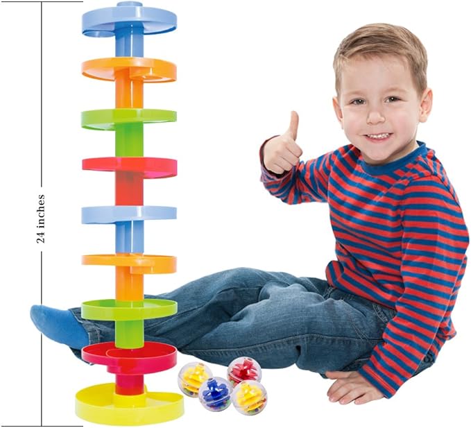 WEofferwhatYOUwant 6 Ball Drop Rattle Balls – Replacement Set for Toddlers | 1.8” Large Clear Plastic Activity Balls | Safe Durable Sensory STEM Toy Add-On Compatible with Ball Drop Tower