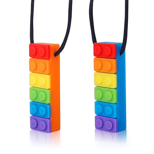 Chew Necklace, Sensory Chew Necklace Bundle for Kids with ADHD, Autism, Biting Needs, Oral Motor Chewy Stick, Silicone Chewy for Boys&Girls, Made from Food Grade Silicone Safety(2 PCS)