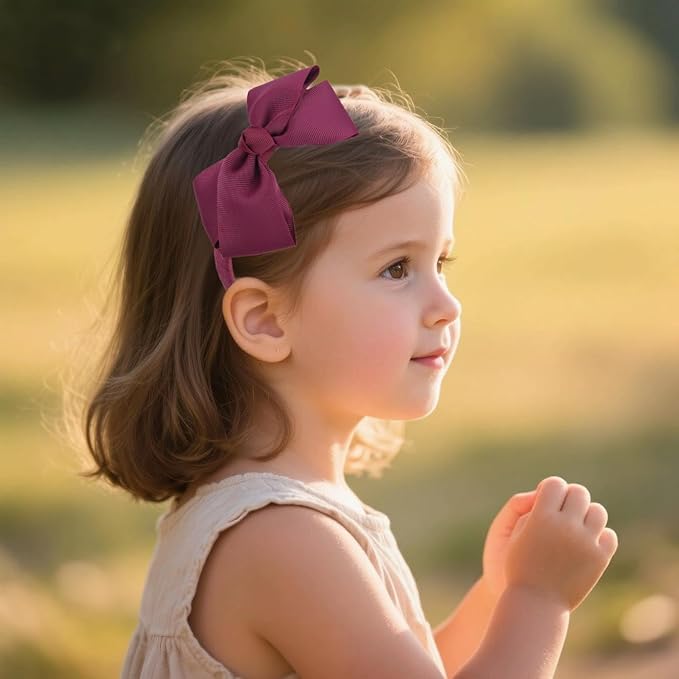 7Rainbows Cute Burgundy Bow Headband for Girls Toddlers.